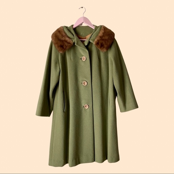 Jackets & Blazers - Vintage 1940s Fox Fur Collar Wool Coat